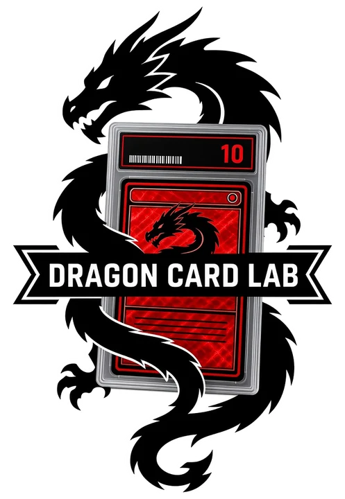 Dragon Card Lab logo: a black dragon coiled around a graded card slab